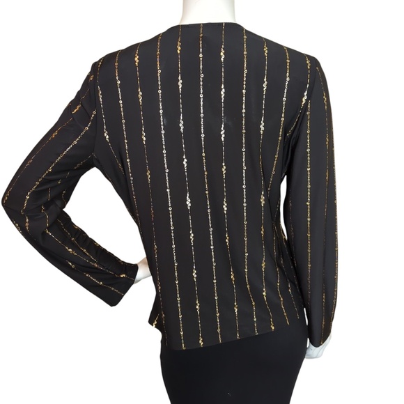 Joseph Ribkoff Black Gold Beaded Blazer Jacket - Picture 4 of 14